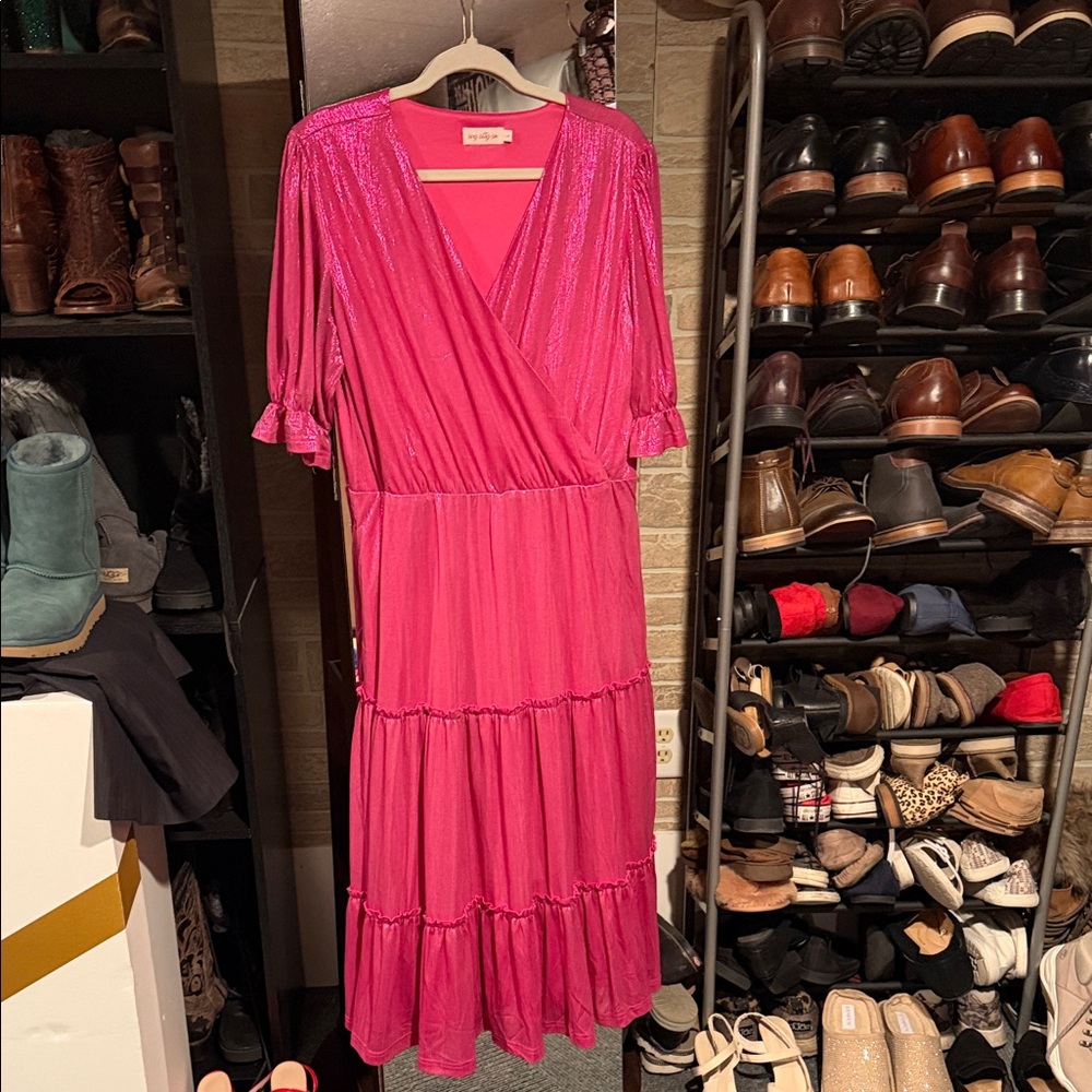 Ivy City Co Vibrant Pink Midi Dress